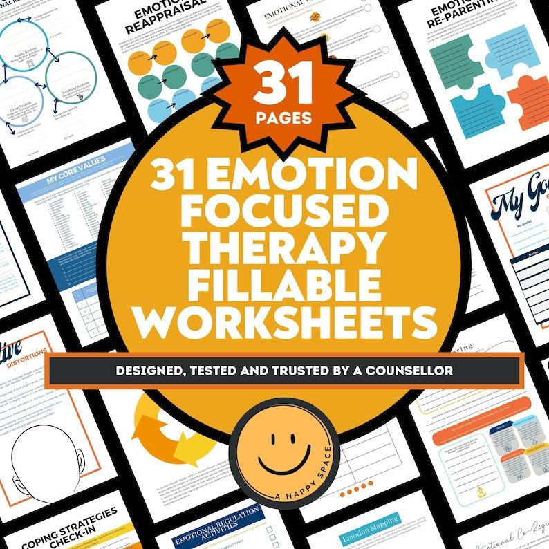 Emotion Focused Therapy EFT EFIT Worksheets Techniques Emotional Regulation CBT Cognitive Behavior Therapy Couples Counseling Cheat Sheets