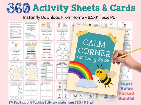 360 Bundle Therapy Activity for Kids Worksheet Anxiety Coping Skills Handouts Resources Therapist School Psychology Tools Counseling Decor