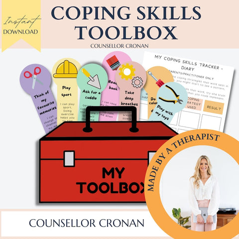 90% off kids anxiety toolbox bundle, therapy bundle, calm down strategies, anxiety techniques, grounding strategies, anxiety worksheets, SEL +10 Ebooks